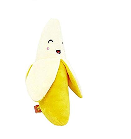Exquisite Plush Dolls Toy Banana Dog Pet Puppy Fruit Plush Sound Chew Squeaker Toys (Color : Yellow, Size : 14cm)