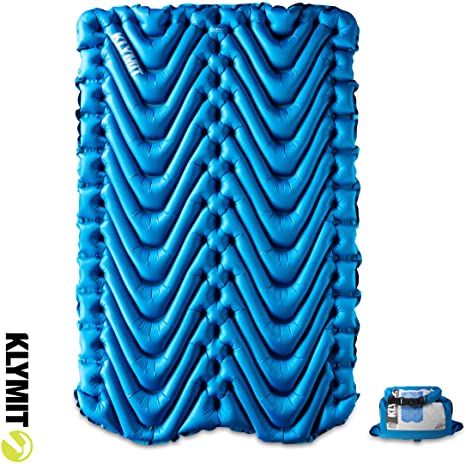 KLYMIT Double V Sleeping Pad, 2 Person, Double Wide (47 inches), Lightweight Comfort for Car Camping, Two Person Tents, Travel, and Backpacking