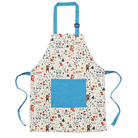 Kids Apron Kids Cook Aprons with Front Pocket and Adjustable Neck Strap Cotton Apron Suitable for Kids Cooking,Painting,Baking