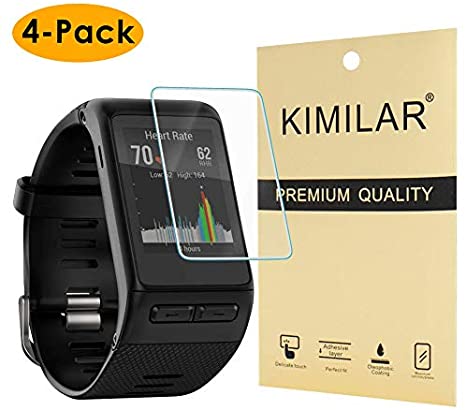 KIMILAR Screen Protector compatible with Garmin Vivoactive HR [4 Pack], Tempered Glass Screen Protector for Vivoactive HR Ultra High Definition Invisible and Anti-Bubble Crystal Shield