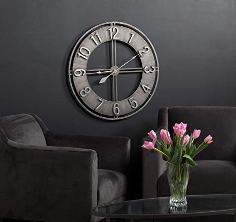 Studio Designs Home 73003 Industrial Loft Metal Decor Wall Clock, Steel, 30"