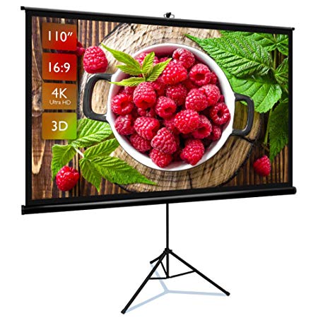 Projector Screen with Stand 110" 16:9 HD 4K Portable Indoor Outdoor Movie Screen Projector Screen Pull Up Projector Screen with Stand 1.1 Gain Projector Screen