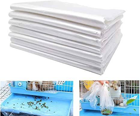 100 pcs Rabbit Cage Liners Disposable Large Plastic Mat Films for Bunny Guinea Pigs Chinchillas Rats Hamsters Hedgehogs and Other Small Animals 37"×27"