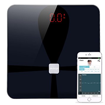 Ikeepi Body Fat Scales Digital Bathroom Scales Bluetooth 4.0 with LED Display and Battery Powered,28st/180kg/400lb