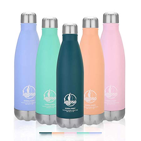 KINGSO Water Bottle 500/750ml(17/25oz)|Stainless Steel Vacuum Insulated Water Bottles|BPA Free|No Leak Ideal as Sports Outdoors Drinks Flask