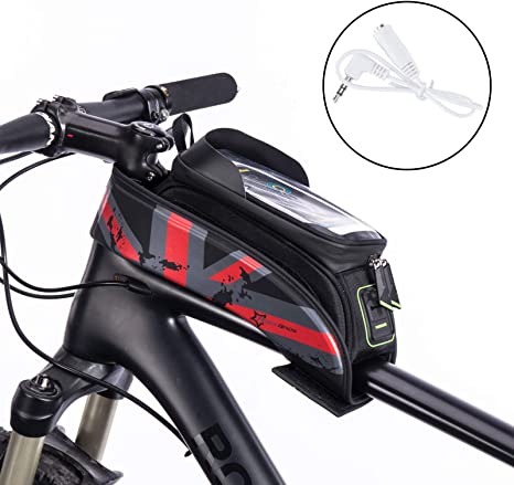 ROCKBROS Cycling Bike Frame Bag with Phone Holder Waterproof Top Tube Cell Phone Bag Touchscreen Bike Phone Bag Mount 5.8''/6.0''