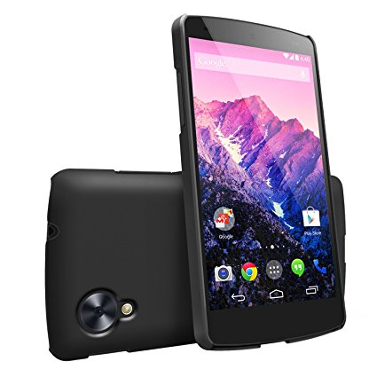 Nexus 5 Case - Ringke SLIM Case [Free HD Film/Better Grip][SF BLACK] Premium Dual Coated Hard Case Cover for Google Nexus 5 (NOT for New Nexus 5X 2015) - ECO Package