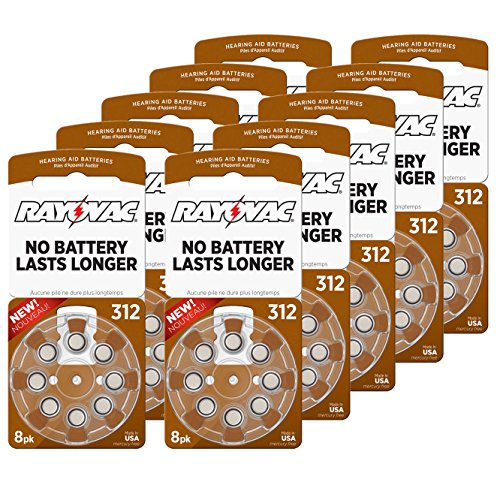 Rayovac Size 312 Extra Advanced Mercury Free Hearing Aid Batteries (80 Batteries)