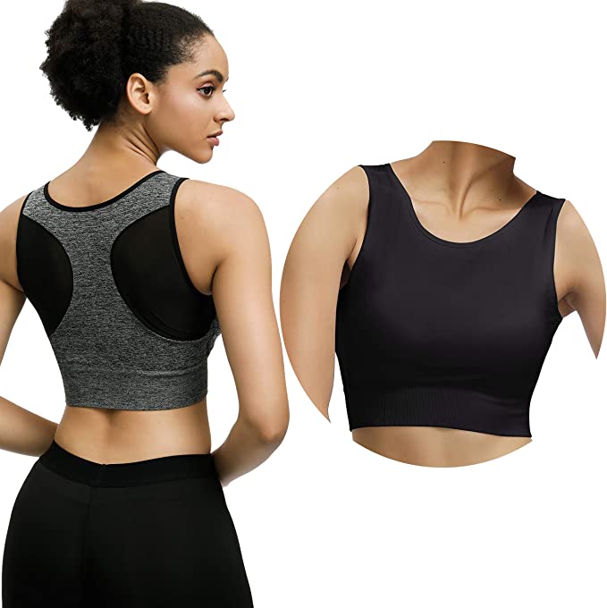Eunicer 2/3 Pack High Neck Sports Bras for Women Medium Impact Longline Workout Yoga Tank Tops