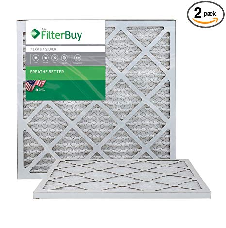 FilterBuy 20x21.5x1 MERV 8 Pleated AC Furnace Air Filter, (Pack of 2 Filters), 20x21.5x1 – Silver