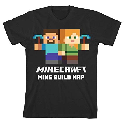 Minecraft Mine Build Nap Big Boys Youth T-Shirt Licensed