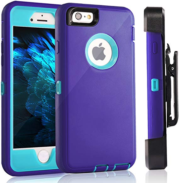 FOGEEK iPhone 6S Plus Case, Protective Case Heavy Duty Cover Compatible for iPhone 6 Plus & iPhone 6S Plus 5.5 inch 360 Degree Rotary Belt Clip & Kickstand (Purple/Blue)