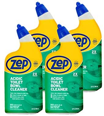 Zep New Acidic Toilet Bowl Cleaner 32 Ounces ZUATBC324 (Pack 4) 2X Thicker Than Before. linging Formula