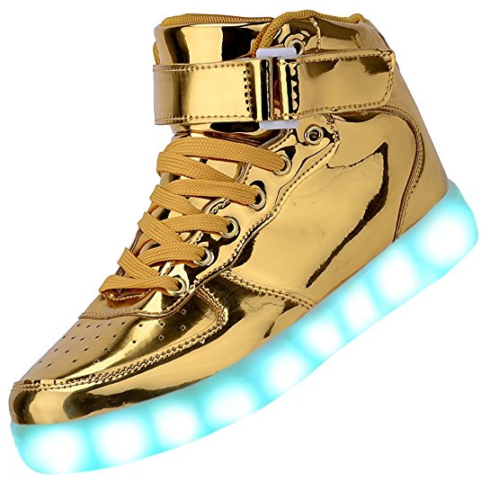 Odema Women Men High Top USB Charging LED Sport Shoes Flashing Sneakers