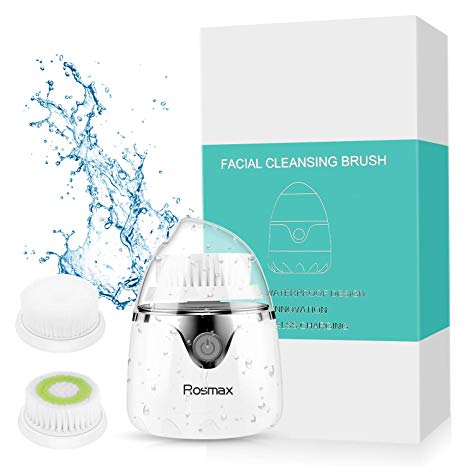 Sonic Facial Cleansing Brush,Rosmax IPX6 Waterproof Wireless Charging Face Cleaning Brush,with 3 Modes and 2 Brush Heads for Deep Cleaning,Gentle Exfoliating,Removing Blackhead, Skin Care Massaging