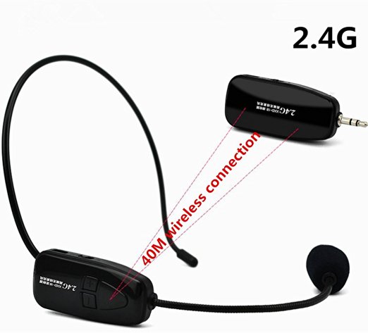 XIAOKOA 2.4G Wireless Microphone, 40m Stable Wireless Transmission, Headset And Handheld 2 In 1, For Voice Amplifier,Speaker, Karaoke, Computer (N-P80)