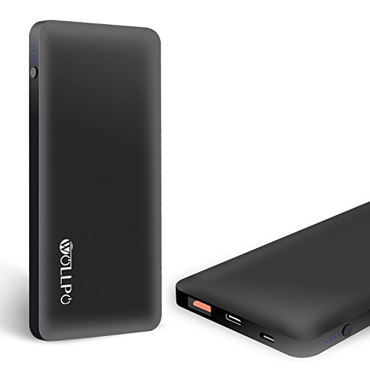 type-C power bank Wollpo [Qualcomm Quick Charge 3.0   Type C Port] 10000mAh Portable Charger (Quick Charge Input & Output; Type-C Port) External Battery Pack Power Bank for Phones