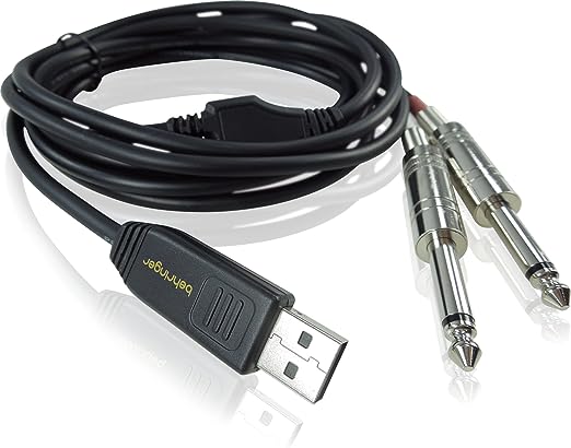 BEHRINGER 2 Stereo 1/4" Line in to USB Interface Cable Black, (LINE2USB)