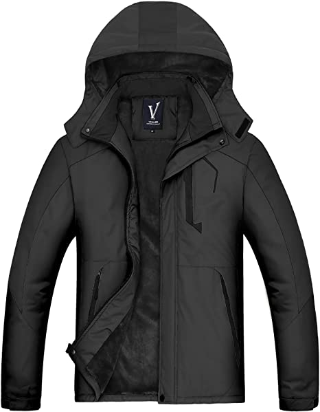 VICALLED Men's Outdoor Mountain Ski Jacket Snow Waterproof Fleece Windproof Skiing Rain Jackets Winter Hooded Coat