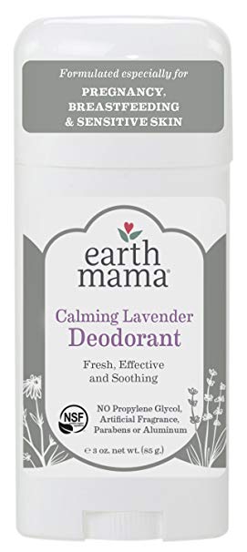 Earth Mama Deodorant for Sensitive Skin, Pregnancy and Breastfeeding Calming Lavender, 3-Fluid Ounce