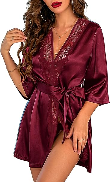 Avidlove Women's Kimono Robe Short Satin Pure Short Silky Robes