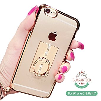 Raking® iPhone 6, 6s Case- Ring Phone Stand 360 Degree Rotatation Soft Protective Sleeve Phone Case for iPhone 6/6s (Luxury Gold)