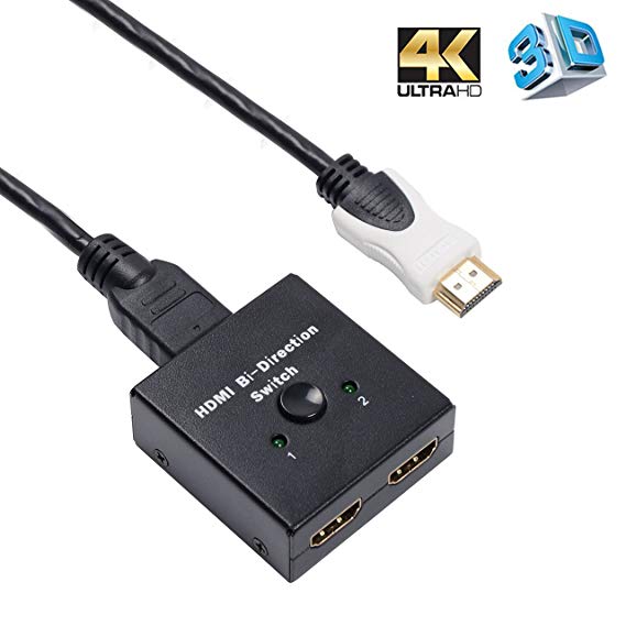HDMI Switch Splitter,AVEDIO LINKS Bi-Directional Selector Switch Box HDCP, HDMI Switch 2 in 1 out,1 in 2 out HDMI Splitter, Supports Ultra HD 4K 3D 1080P With High Speed HDMI Cable-Plug and Play