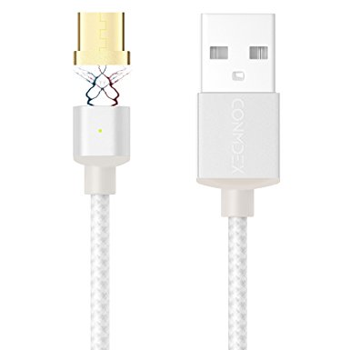 CONMDEX Double-Magnetic Micro USB Charging Cable for Samsung S7 Edge,Sony Xperia XA Z4,HTC 10 High Speed Charging and Data Sync Magnetic Cable Adapter for Micro USB Device 3.3 Ft (Android--Sliver)