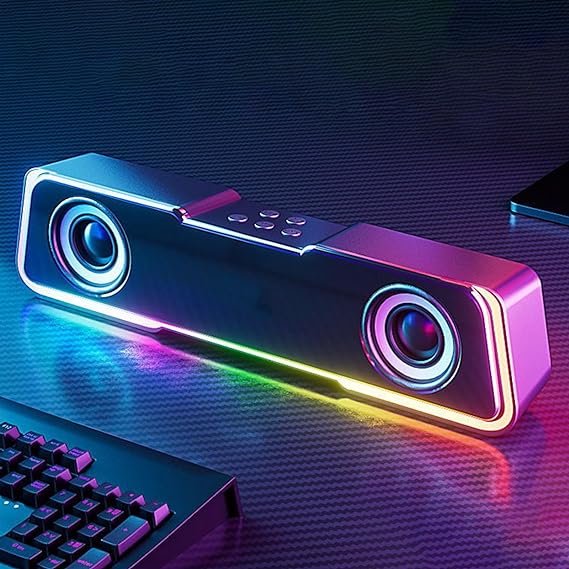 Bluetooth Speaker Wireless Portable, Powerful HD Sound, Strip Speaker with Blast Bass, Colorful Rhythm Light, for Home/Computer/Camping/Party/Beach and Sales Today Clearance Prime