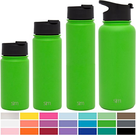 Simple Modern Summit Water Bottle   Extra Lid - Vacuum Insulated Stainless Steel Wide Mouth Hydro Travel Mug - Powder Coated Double-Walled Flask