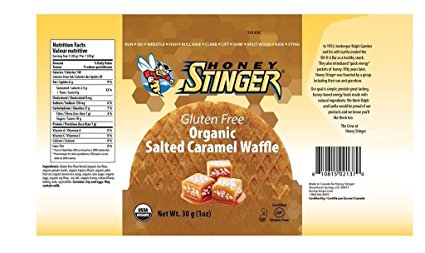 Honey Stinger Waffle, Organic Packs (Gluten Free Salted Caramel, 8 pack)