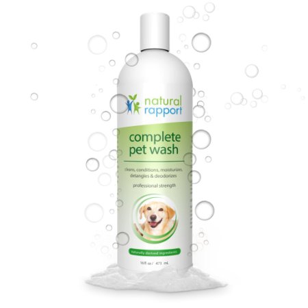 Natural Rapport Dog Shampoo & Conditioner - Complete 5-in-1 Natural Pet Wash ✮ Cleans, Conditions, Deodorizes, Moisturizes & Detangles ✮ Amazingly Fresh Scent that Wipes Out Wet Dog Odor