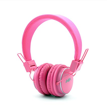 GranVela® Q8 Lightweight Foldable Wireless Bluetooth On-Ear Headphones with Microphone, Micro SD Card Player, FM Radio and 3.5mm Detachable Cable Stereo Headset - Pink
