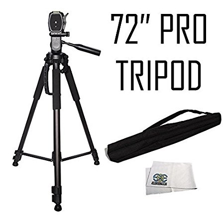 72-inch Tripod 3-way Panhead Tilt Motion with Built In Bubble Leveling For Canon Rebel EOS-M SL1 T1i T2i T3 T3i T4i T5 T5i T6i T6s XSI XS XTI EOS 60D EOS 70D 50D 40D 30D EOS EOS 6D EOS 7D EOS 5D Mark II 5D Mark III Digital SLR Camera