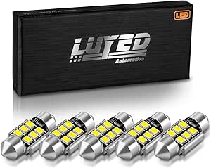 LUYED DE3175 LED Bulb Xenon White Super Bright 2835 6-EX Chipsets Error Free 31mm 1.25 inches DE3021 DE3022 3175 LED Bulbs Used For Interior Map Dome Lights and License Plate Courtesy Lights,Pack of 5