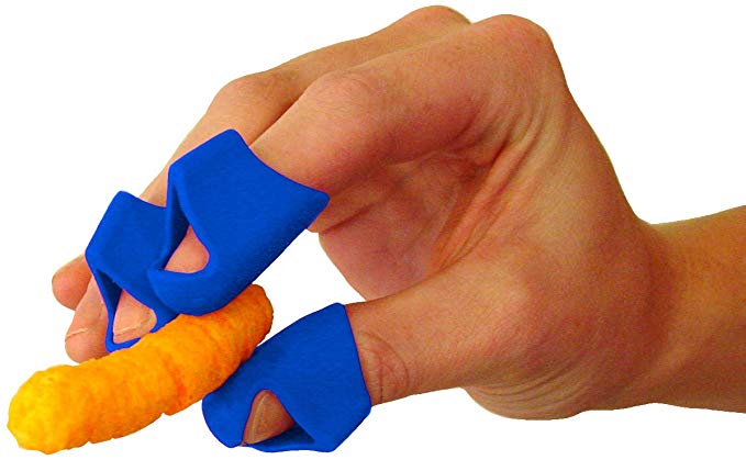 Finger Covers for Cheesy, Greasy, Sticky Fingers – Finger Food Utensil – Kitchen Prep Finger Guard (3ct Blue)