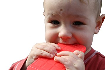 "Chew This Instead" iPhone Shaped Baby Teething Toy, Red - Safe for Infants and Toddlers, Soft Silicone BPA free by Tootsie Mama