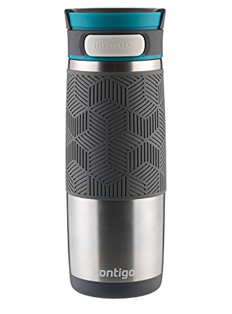 Contigo AUTOSEAL Transit Stainless Steel Travel Mug, 16 oz, Stainless Steel with Blue Accent Lid