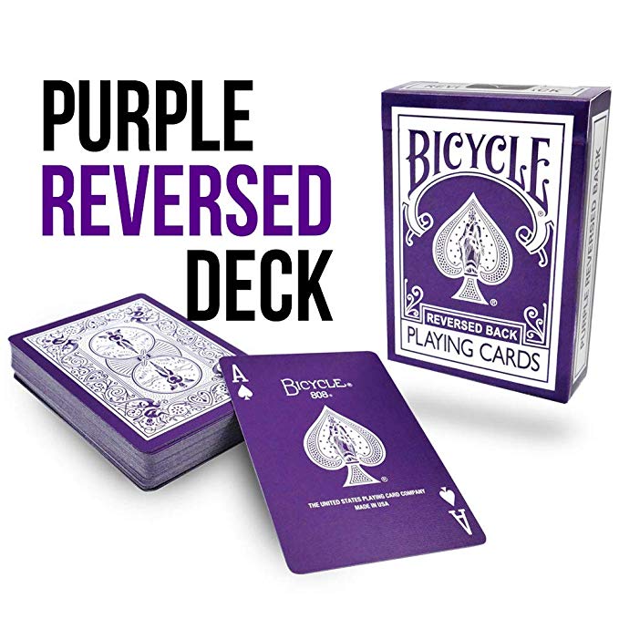 Magic Makers Bicycle Reverse Back Purple Deck - Includes Extra Gaff Cards for Performing Card Tricks