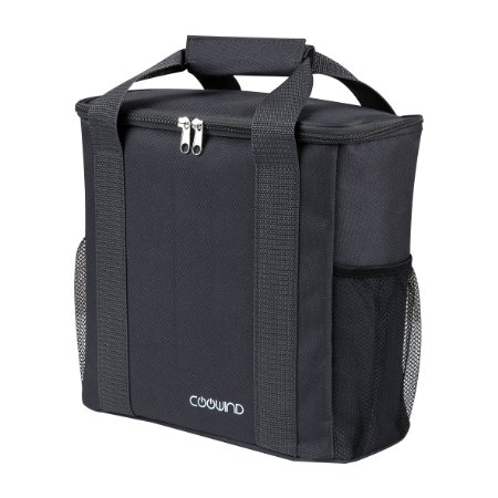 Coowind 16 Can Insulated Large Lunch Box Cooler Bag 11" X 10.7" X 5.5" (Gray)