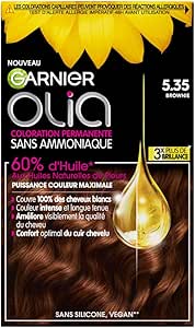 Garnier Coloration Permanente - Sans Ammoniaque - Aux Huiles Naturelles de Fleurs - Brownie (5.35) - Olia