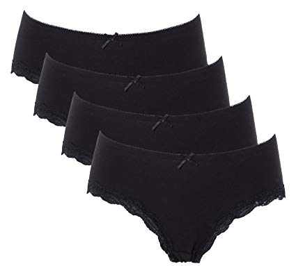 ATTRACO Women's Cotton Brief Panties Soft Underwear Lace Trim 4 Pack