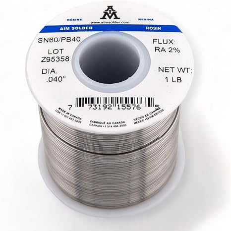 AIM Solder 60-40 Tin Lead Rosin Core Solder Wire for Electrical Soldering 0.040inch, 1lb (1mm / 454g)