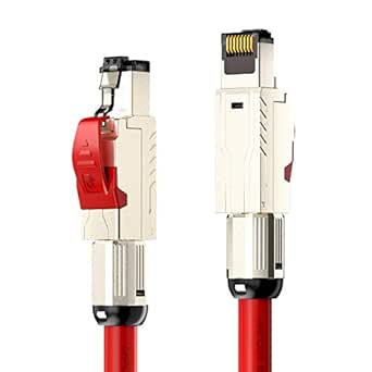 AMPCOM 50ft/15m Cat8 Ethernet Cable(Red) S/FTP 22AWG Screened Solid Cable 2000Mhz(2Ghz) up to 40Gbps with Gold Plated RJ45 Connector for Gaming, Playstation, TV, Xbox, Switch, Router