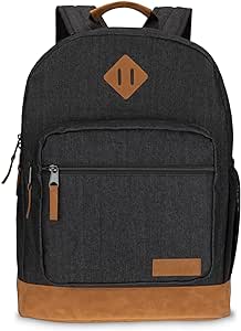 Wrangler Yellowstone Genuine Denim Sturdy Backpack for Travel Classic Logo Casual Daypack for Travel with Padded Laptop Notebook Sleeve (Black Denim)