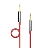 Anker 35mm Nylon Braided Auxiliary Audio Cable 4ft  12m Tangle-Free AUX Cable for Headphones iPods iPhones iPads Home  Car Stereos and More Red