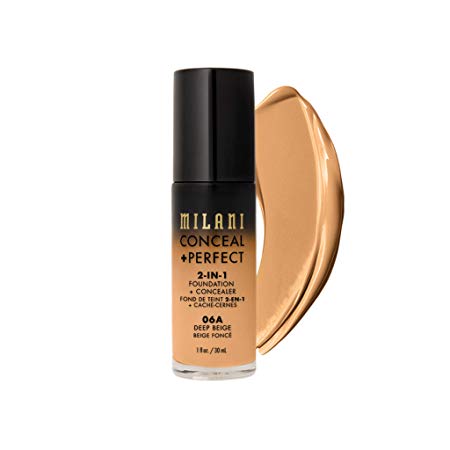 Milani Conceal   Perfect 2-in-1 Foundation   Concealer - Deep Beige (1 Fl. Oz.) Cruelty-Free Liquid Foundation - Cover Under-Eye Circles, Blemishes & Skin Discoloration for a Flawless Complexion