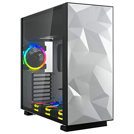 Rosewill ATX Mid Tower Gaming Computer Case with Tempered Glass and RGB Fans, Up to 240mm AIO and 440mm VGA Support, Sync with ASUS, MSI, and Gigabyte MOBO, Top Mount PSU & HDD/SSD - Prism S