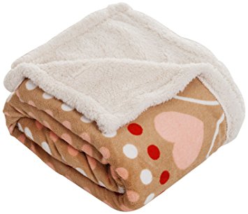 Lavish Home Throw Blanket, Fleece/Sherpa, Red Hearts