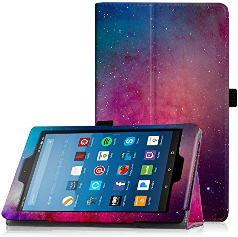 Famavala Folio Case Cover Compatible with 8" Fire HD 8 Tablet [8th Generation 2018 / 7th Generation 2017 ] (GalaPink)